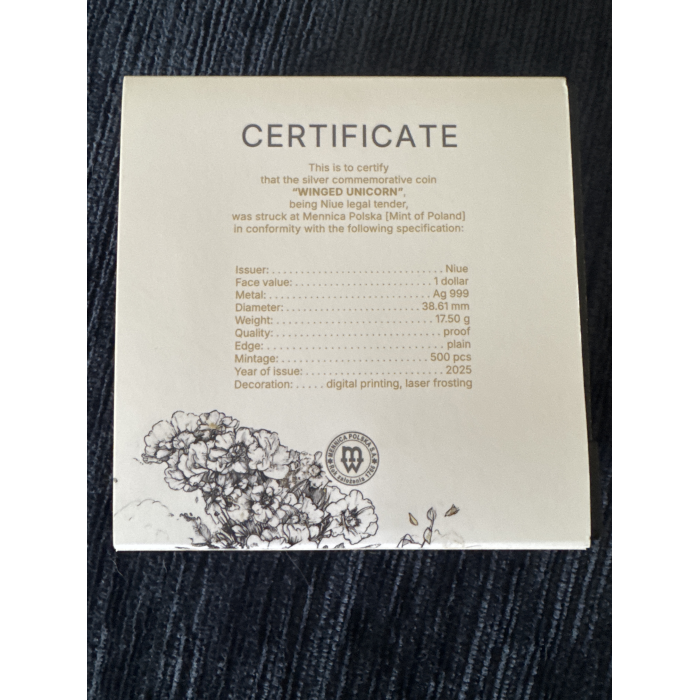 Niue $1 Winged Unicorn - silver proof 