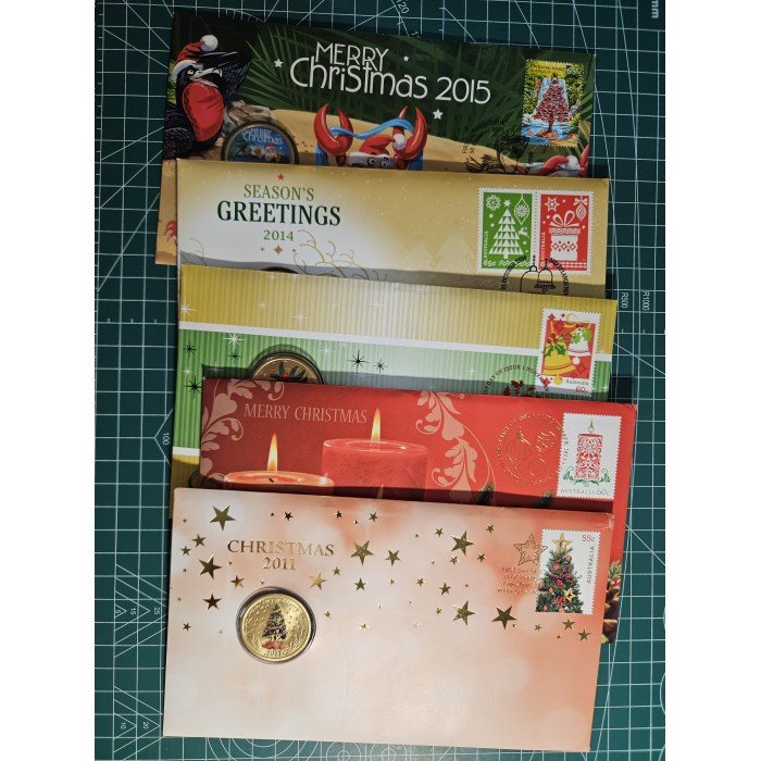 Lot of 5 early Christmas pncs, merry Christmas, festive, celebrate 