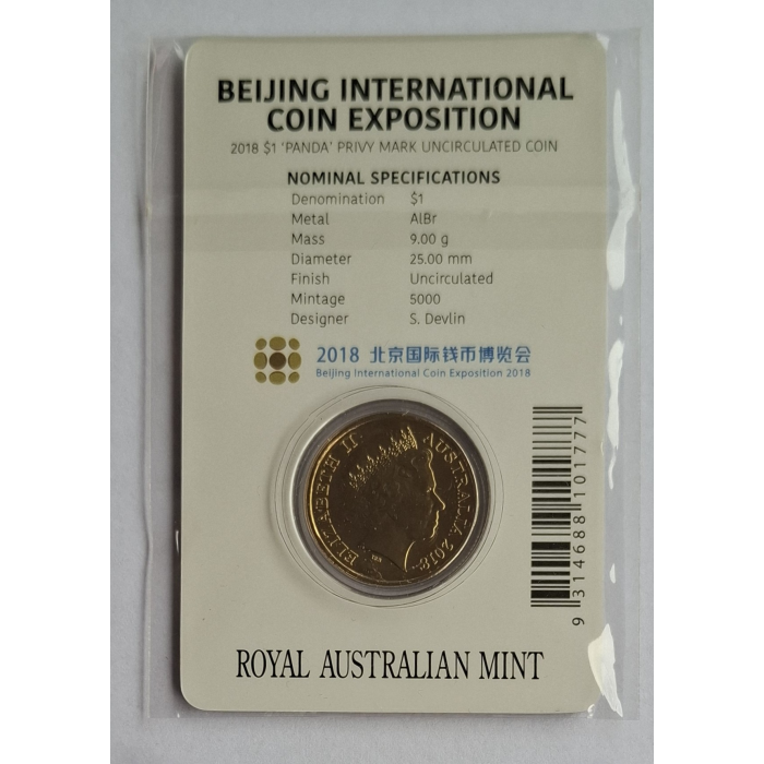 2018 + 2019 'BICE' $1 Special edition PANDA carded coin set