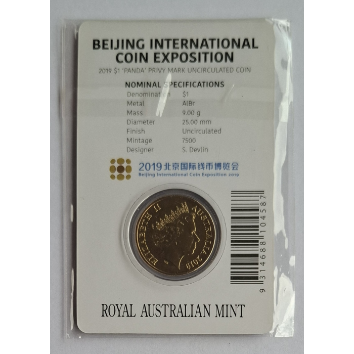 2018 + 2019 'BICE' $1 Special edition PANDA carded coin set