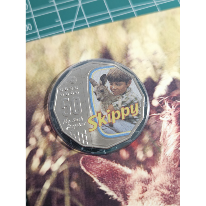 SKIPPY..! Carded 50 cent coin