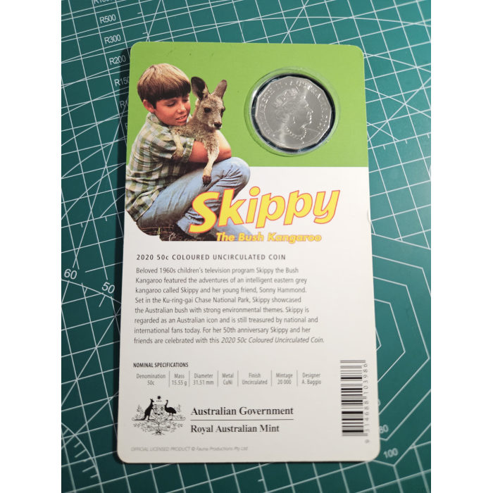 SKIPPY..! Carded 50 cent coin
