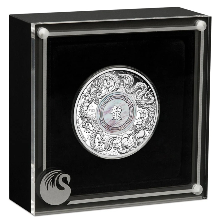 2024 Double Dragon With Mother Of Pearl 2oz Silver Proof Coin