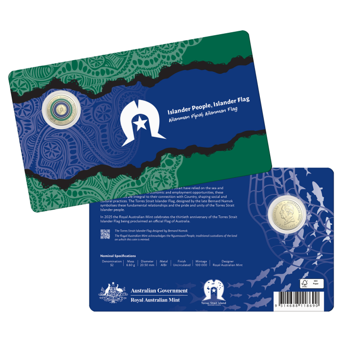 2025 $2 30 Years of the Torres Strait Islander Flag C Mint Mark Carded Coin