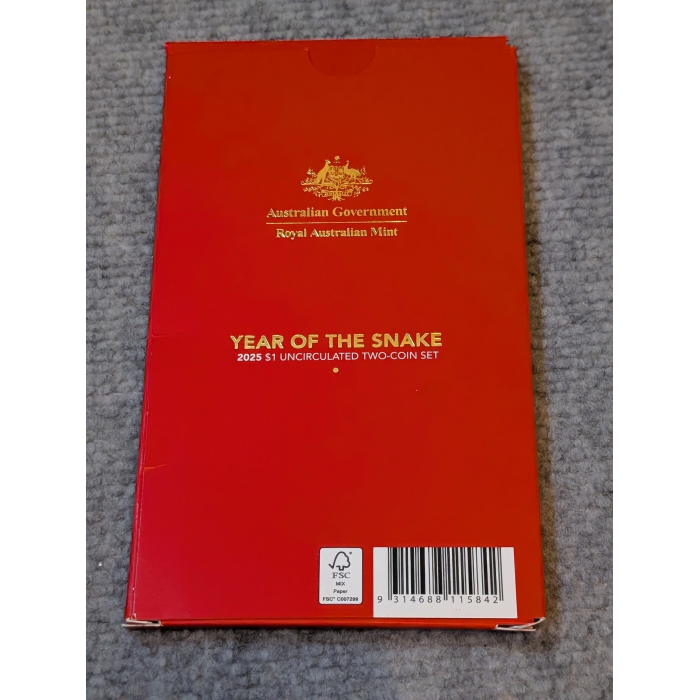 2025 $1 Uncirculated 2 Coin Set - Lunar Series - Year of the Snake 