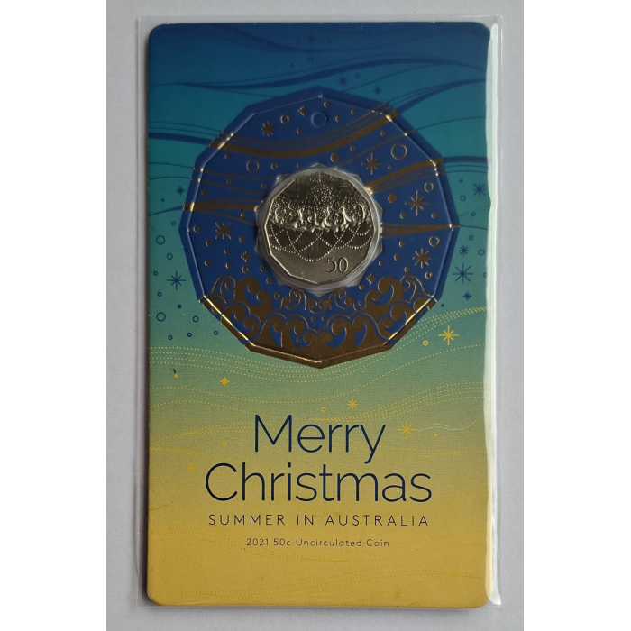 2021 50c Merry Christmas- Summer In Australia carded coin