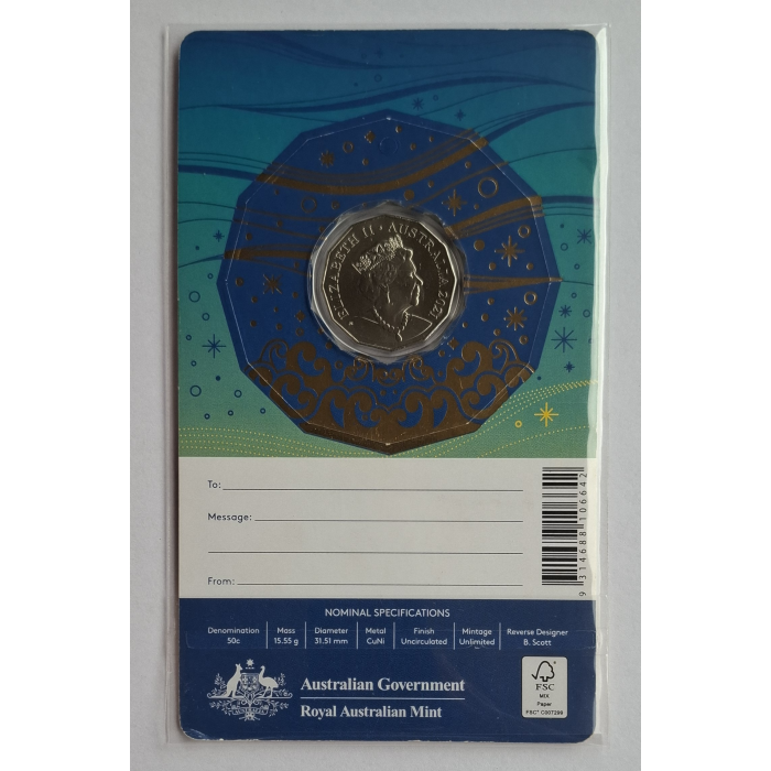 2021 50c Merry Christmas- Summer In Australia carded coin