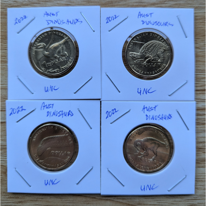 4 Coin Set 2022  Aust Dinosaurs $1.00 Coins UNC