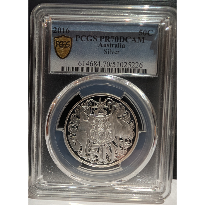 2016 50c Round Coat of Arms PR70 Top Pop 1965 mintage Top Pop #007 