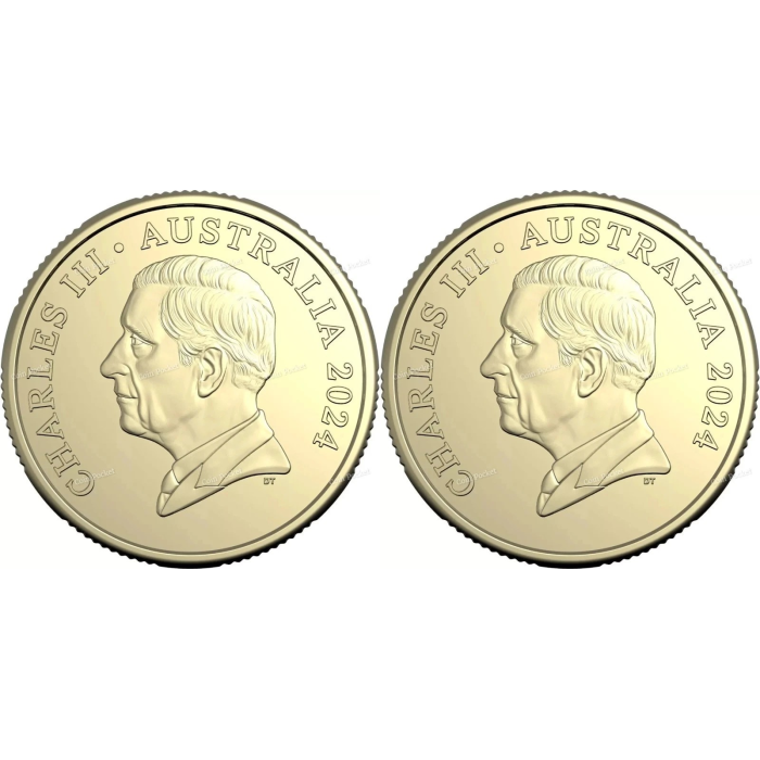 Bluey Bingo Set of 2 One Dollar Coins Rare Dollarbuck Dog Blue $1 Australia UNC