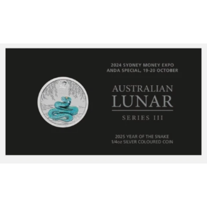 2024 SYDNEY EXPO ANDA SPECIAL -2025 YEAR OF THE SNAKE 1/4 Oz SILVER COLOURED 25c