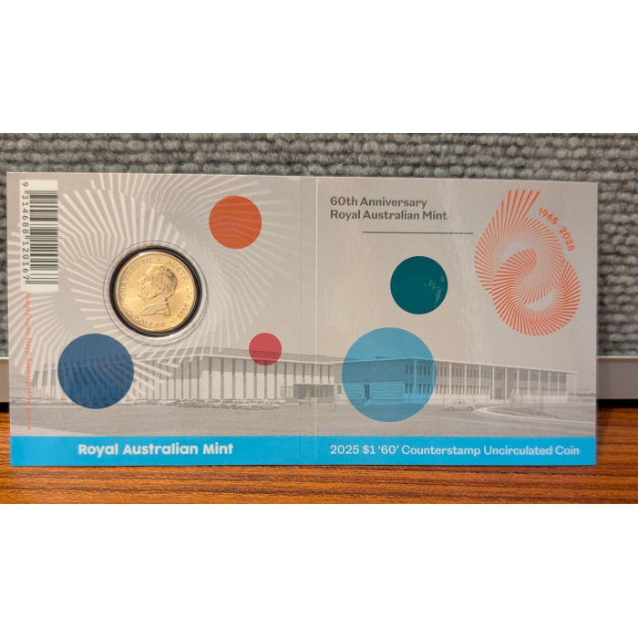 RARE $1 Coin counterstamp 60th anni Royal Australian Mint 2025 One Dollar RAM