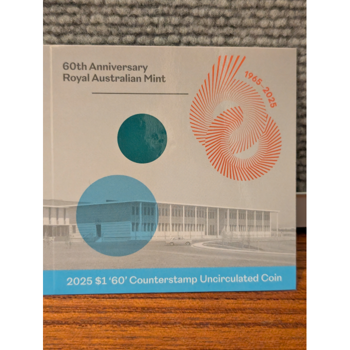 RARE $1 Coin counterstamp 60th anni Royal Australian Mint 2025 One Dollar RAM