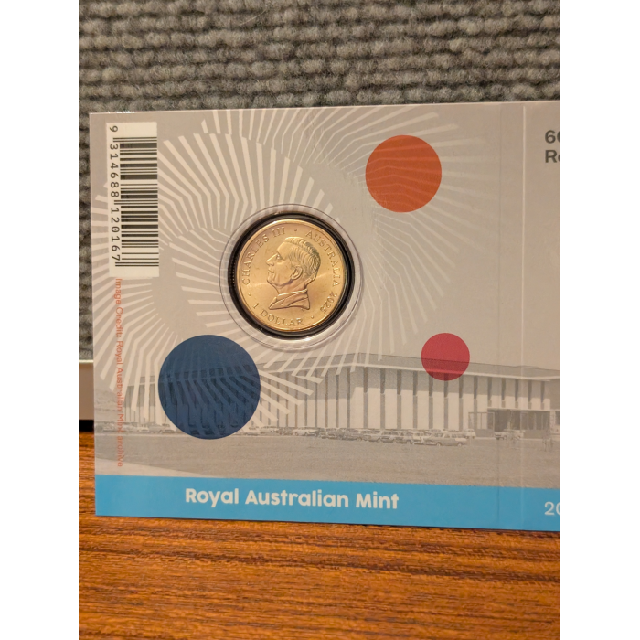RARE $1 Coin counterstamp 60th anni Royal Australian Mint 2025 One Dollar RAM