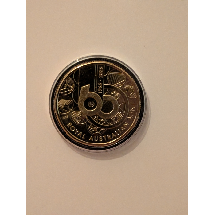 RARE $1 Coin counterstamp 60th anni Royal Australian Mint 2025 One Dollar RAM