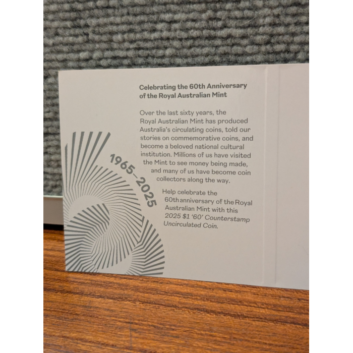 RARE $1 Coin counterstamp 60th anni Royal Australian Mint 2025 One Dollar RAM