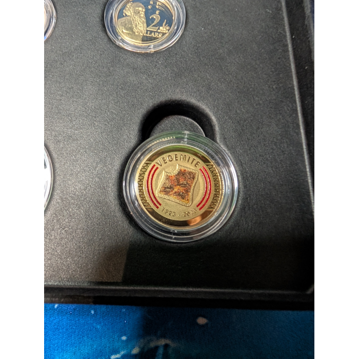2023 " 100 YEARS OF VEGEMITE " 6 COIN PROOF SET COLOURED $1 COIN 