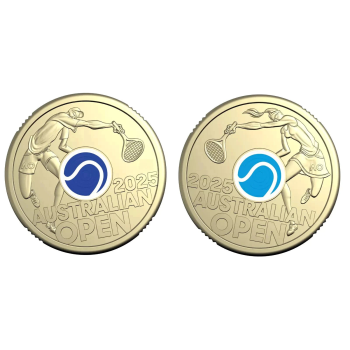 2x UNC Women's & Men's Australia Open Tennis $2 Coins - In Lighthouse Capsules (