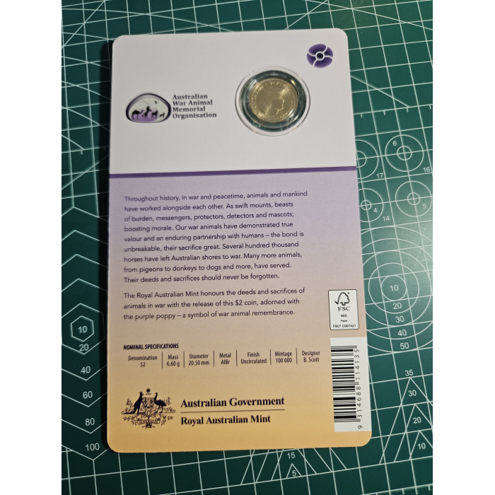 War animals $2 carded coin