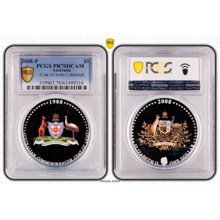 Perth Mint 2008-P Australia Coat of Arms $1 PCGS PR70DCAM 5/0 Top Pop #011