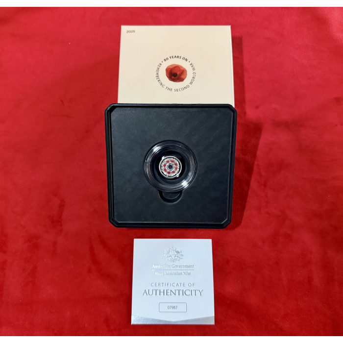 2025 80th Anniversary of WWII $2 Mintmark Fine Silver Proof Coin – Poppy Wreath 