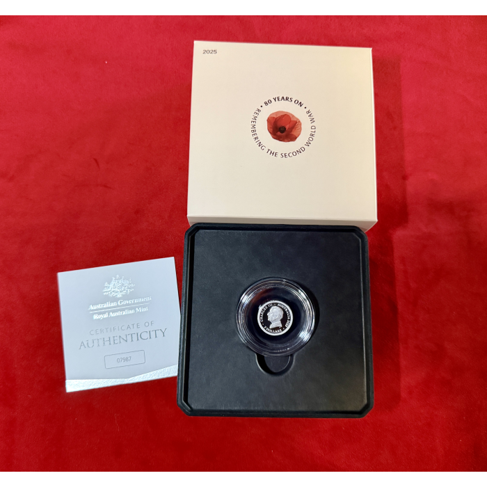 2025 80th Anniversary of WWII $2 Mintmark Fine Silver Proof Coin – Poppy Wreath 