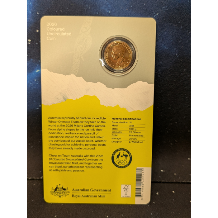 2 Coin Set AUSTRALIA 2026 $1 WINTER OLYMPICS & PARALYMPIC COINS COLOUR UNC COINS