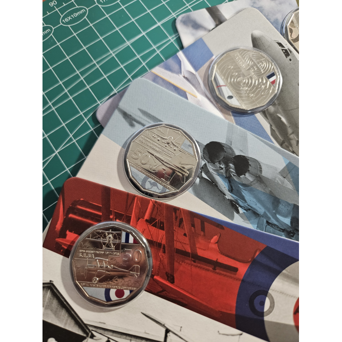 Aeroplanes ✈️ carded coins 50 cents, history