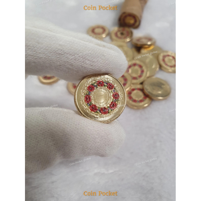 Remembering WWII 80 Years Wreath Remembrance Red Poppy Two Dollar $2 Coin - UNC