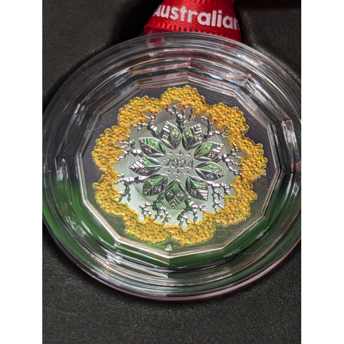 CHRISTMAS 2024 FESTIVE FLORALS 50c COLOURED FINE SILVER PROOF COIN