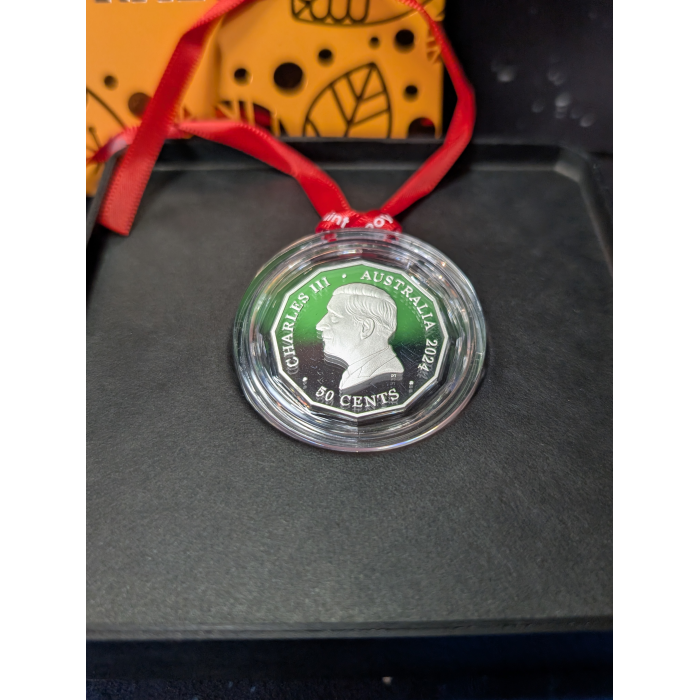 CHRISTMAS 2024 FESTIVE FLORALS 50c COLOURED FINE SILVER PROOF COIN