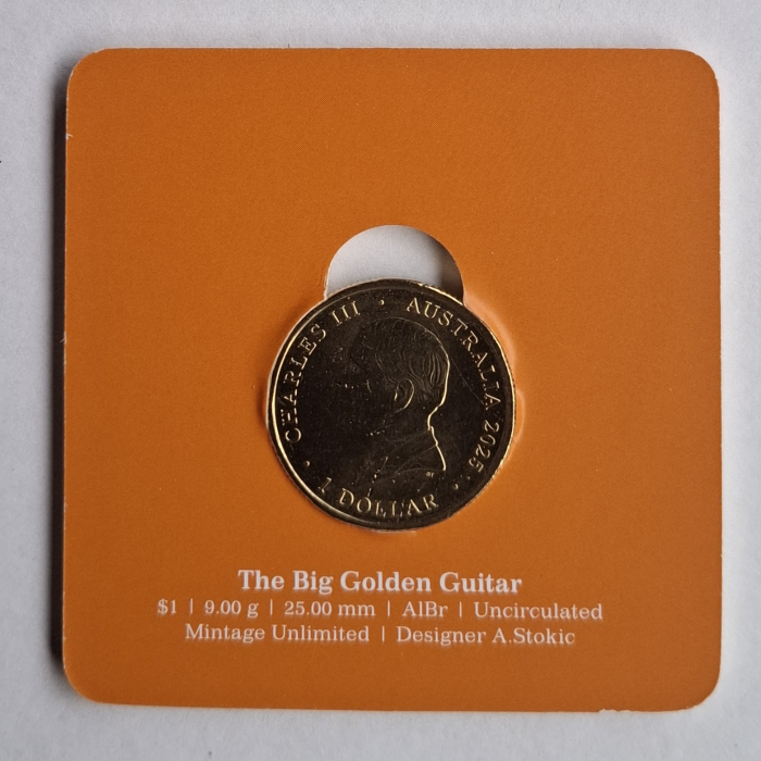2025 $1 Aussie Big Things 2- The Big Golden Guitar UNC coin in sleeve