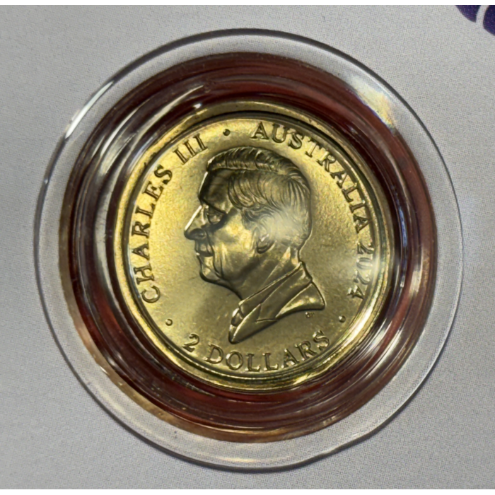 2024 $2 “C” MINTMARK Coloured Uncirculated Coin  - Animals in War Purple Poppy