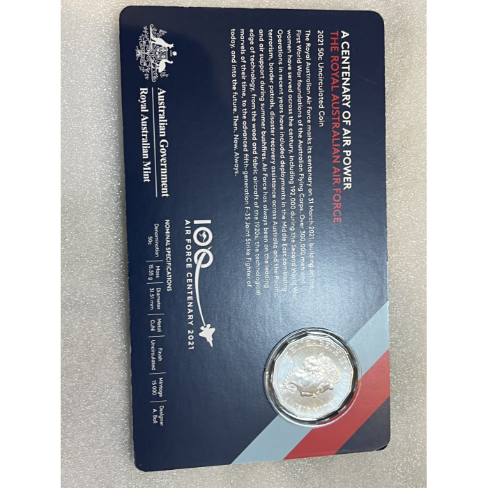 Rare Royal Australian Air Force centennial 2021 fifty cent coin