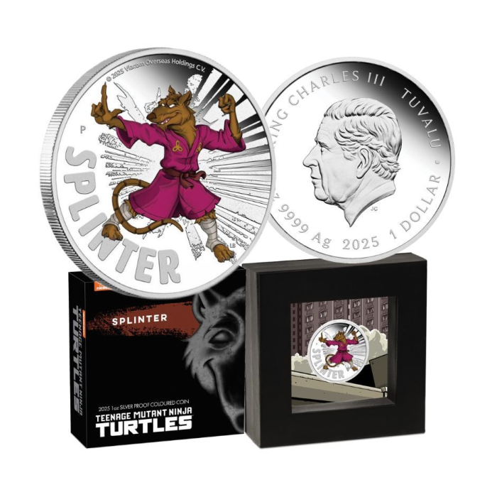 2025 1oz Silver Master Splinter TMNT  Coloured Coin Mintage: 5000