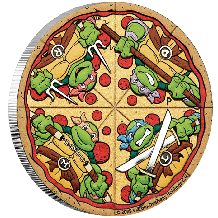 2025 2oz Silver TMNT Pizza Coloured Coin Mintage: 1000