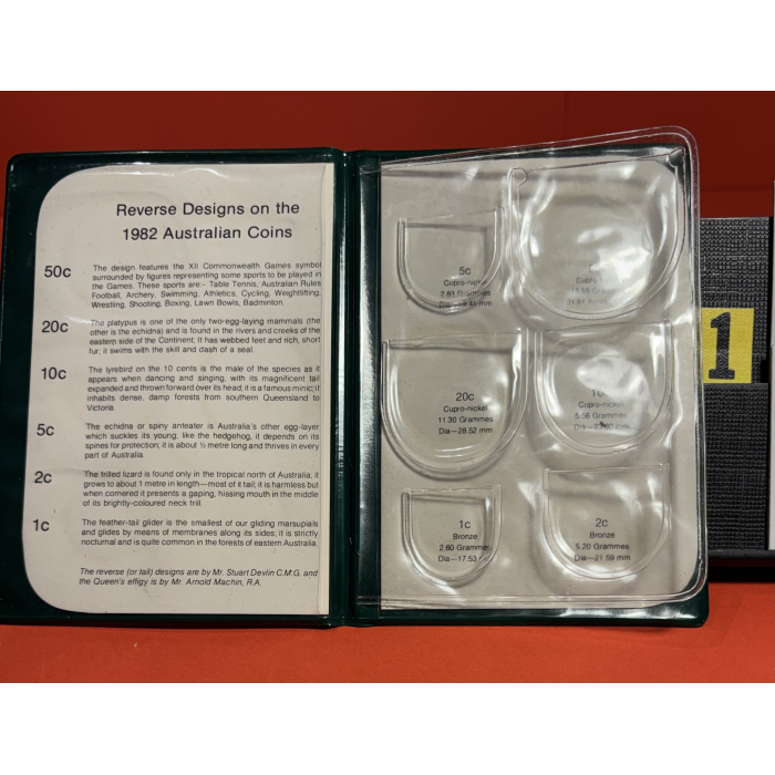 1982 Year Set - Green Wallet UNC Coins have been transferred into 2x2s  #1