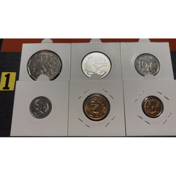 1982 Year Set - Green Wallet UNC Coins have been transferred into 2x2s  #1