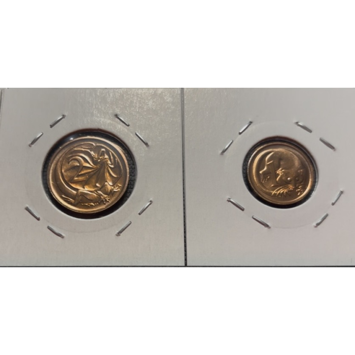 1982 Year Set - Green Wallet UNC Coins have been transferred into 2x2s  #1