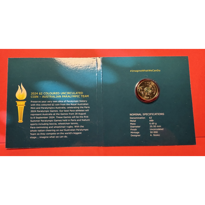2024 Paris Olympic + Paralympic Pair of Folders with 4 x UNC $2 Coins