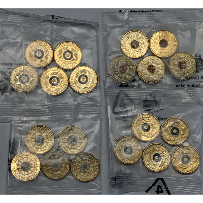 2019-25 $2 (8) Five Coin RAM Sachets - Emergency Services & War/Remembrance Mix