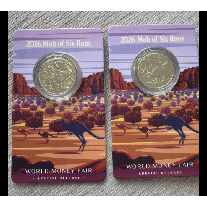 1x 2026 $1 Berlin WMF Mob of 6 Roos Brandenburg Gate Privy Mark Carded Coin