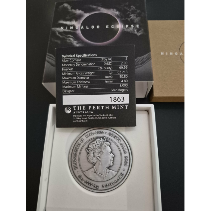 2023 2oz Ningaloo Eclipse Silver Antique Coloured 