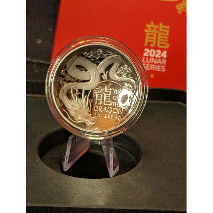 2024 Australia $5 Dollar Lunar New Year Of Dragon 1 Oz Silver Proof Domed Coin