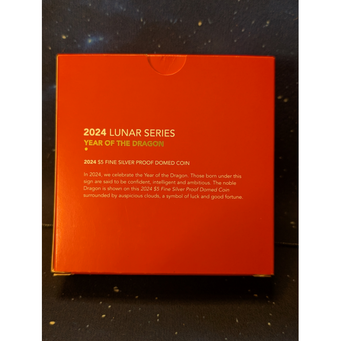 2024 Australia $5 Dollar Lunar New Year Of Dragon 1 Oz Silver Proof Domed Coin