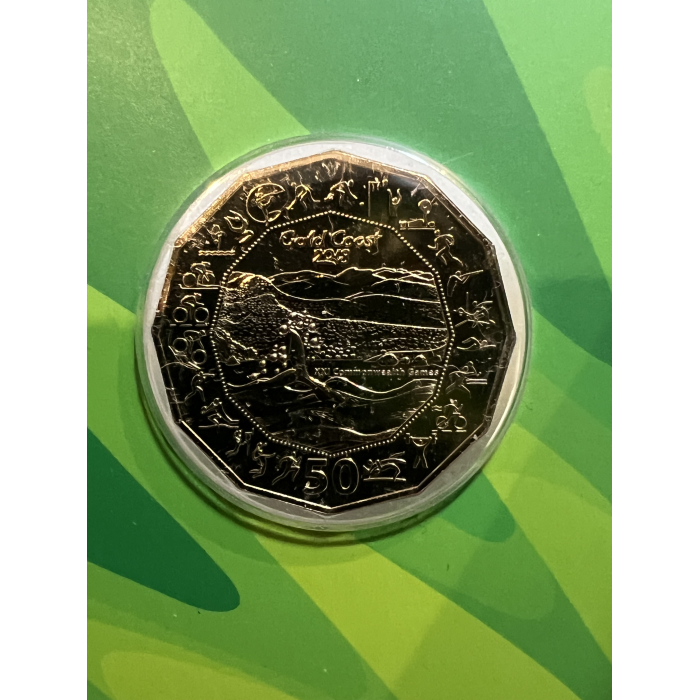 Gold Coast 2018 Commonwealth Games Gold Plated 50c coin in trifold card