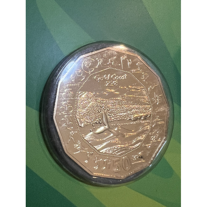 Gold Coast 2018 Commonwealth Games Gold Plated 50c coin in trifold card