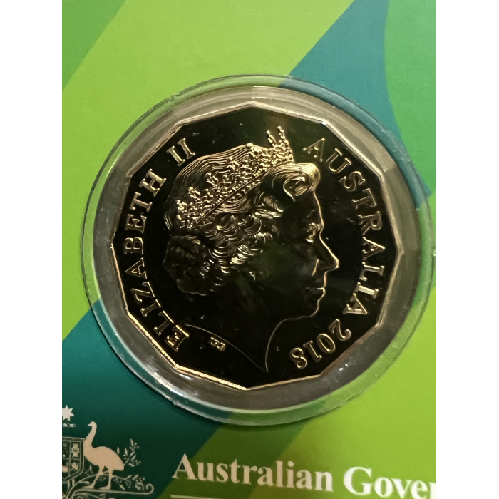 Gold Coast 2018 Commonwealth Games Gold Plated 50c coin in trifold card