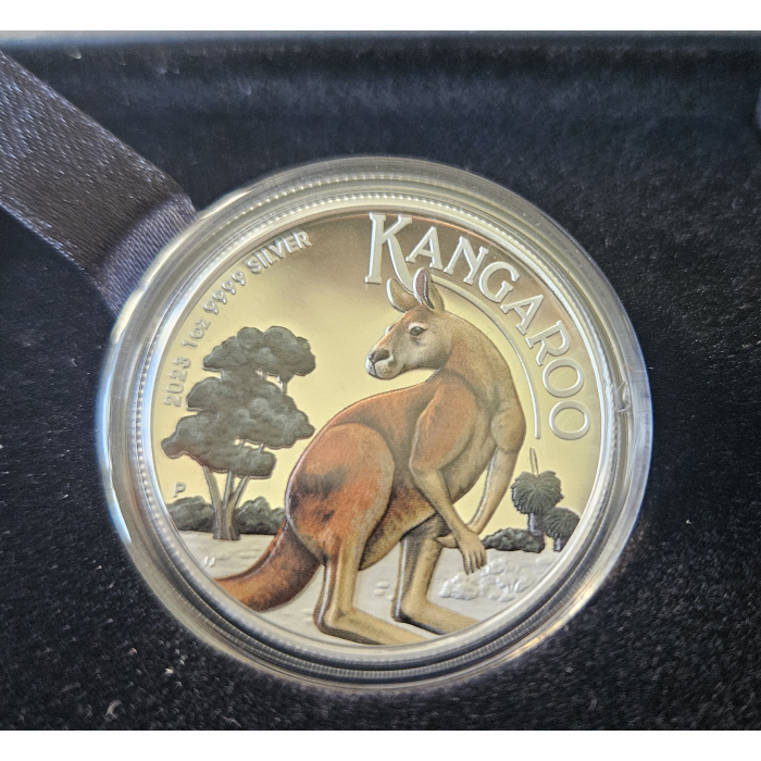 2023 1 Oz Silver High Relief Coloured Kanagaroo Coin - Mintage: 5000