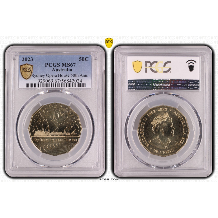 2023 - PCGSMS67 Sydney Opera House 50th Ann. 50c Coin
